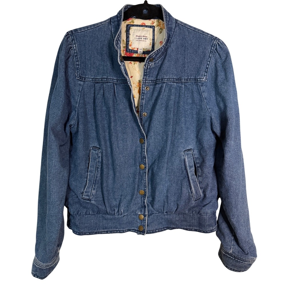 Vintage Prairie Denim Jean Jacket Y2K Womens L Flannel Lined Barn‎ Chore